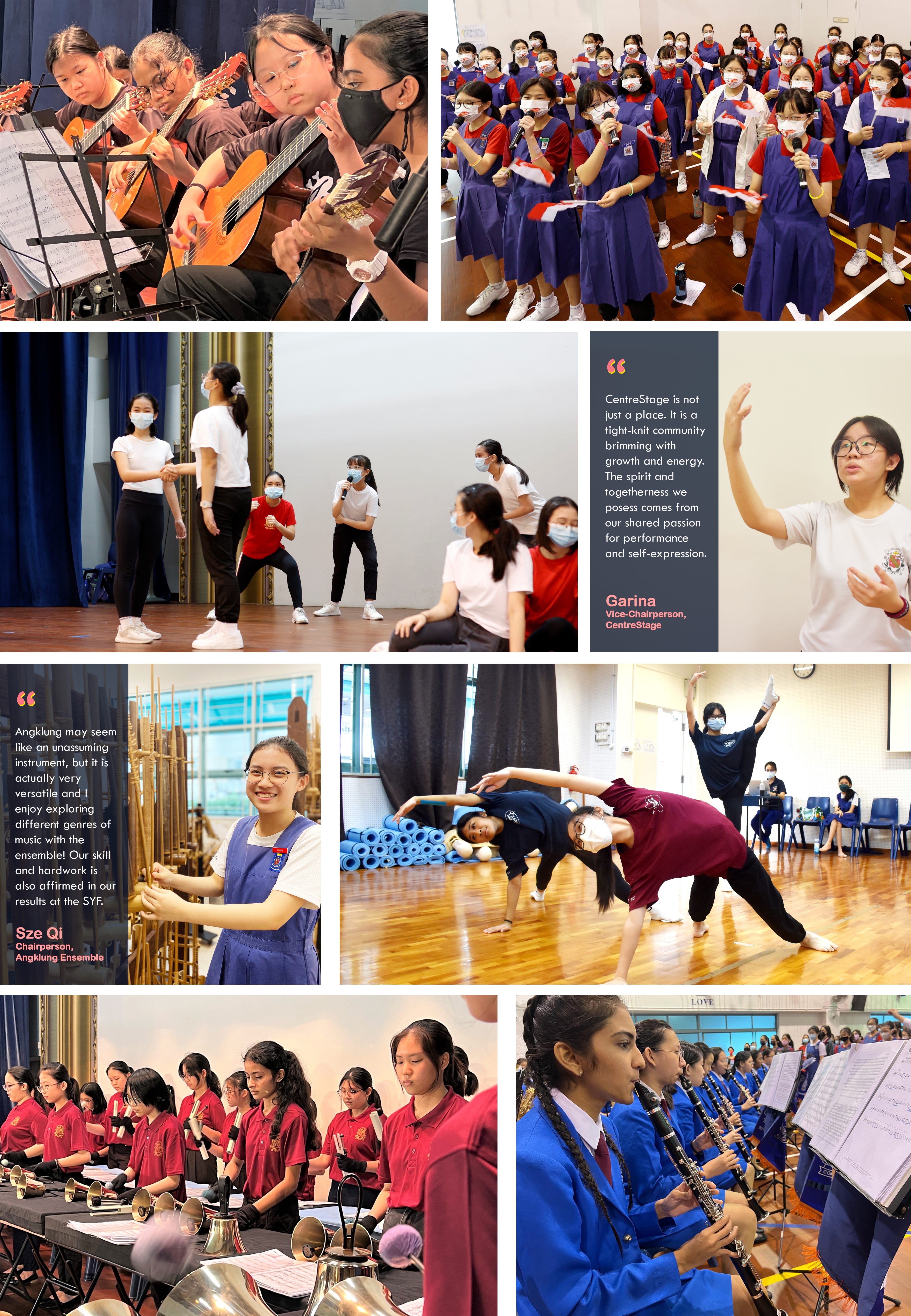 Image collage of our students in their respective CCA roles